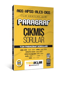 Yediiklim Yayınları 2027 AGS KPSS ALES DGS Tüm Adaylar İçin Paragraf Tamamı PDF Çözümlü Çıkmış Sorular