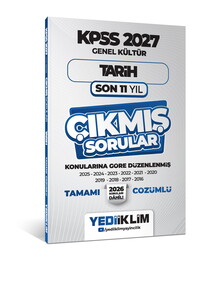 Yediiklim Yayınları 2027 KPSS Genel Kültür Tarih Konularına Göre Tamamı Çözümlü Son 11 Yıl Çıkmış Sorular