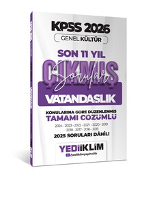 Yediiklim 2026 KPSS Genel Kültür Vatandaşlık Konularına Göre Tamamı Çözümlü Son 11 Yıl Çıkmış Sorular