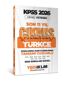 Yediiklim 2026 KPSS Genel Yetenek Türkçe Konularına Göre Tamamı Çözümlü Son 11 Yıl Çıkmış Sorular
