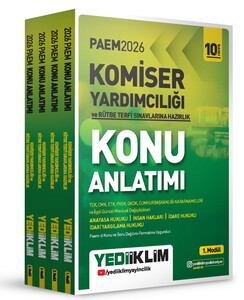 Yediiklim Yayınları 2026 PAEM Komiser Yardımcılığı ve Rütbe Terfi Sınavlarına Hazırlık Konu Anlatımı Seti 4 Modül