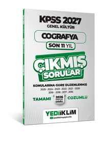 Yediiklim Yayınları 2027 KPSS Genel Kültür Coğrafya Konularına Göre Tamamı Çözümlü Son 11 Yıl Çıkmış Sorular