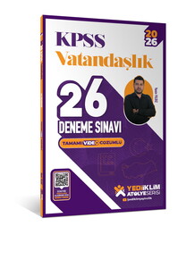 Yediiklim Yayınları  2026 KPSS Atölye Serisi Vatandaşlık Tamamı Video Çözümlü 26 Deneme Sınavı 