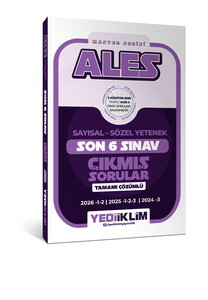 Yediiklim Yayınları 2027 ALES Sayısal Sözel Yetenek Tamamı Çözümlü Son 6 Sınav Çıkmış Sorular (2 Ağustos 2026 Ales-2 Ekli)