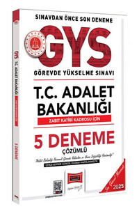 Yargı Yayınları 2025 T.C. Adalet Bakanlığı Zabıt Katibi Kadrosu İçin Çözümlü 5 Deneme