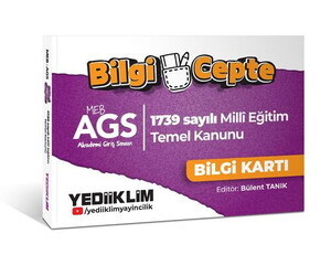 Yediiklim Yayınları MEB AGS Bilgi Cepte 1739 Sayılı Milli Eğitim Temel Kanunu Bilgi Kartı (Soru-Cevap)