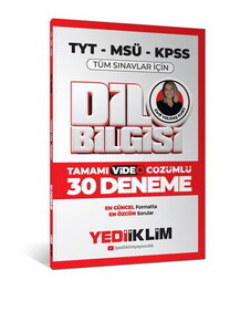 Yediiklim Yayınları 2026 KPSS MSÜ TYT Dil Bilgisi Tamamı Video Çözümlü Tüm Sınavlar için 30 Deneme