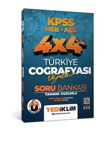 Yediiklim Yayınları 2026 KPSS MEB AGS 4X4 Öğreten Türkiye Coğrafyası Tamamı Çözümlü Soru Bankası