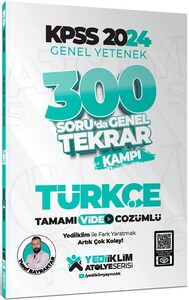 Yediiklim Yayınları 2024 KPSS Genel Yetenek Türkçe 300 Soruda Tamamı Video Çözümlü Genel Tekrar Kampı