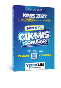 Yediiklim Yayınları 2027 KPSS Genel Yetenek Genel Kültür Son 4 Yıl Tamamı Çözümlü Çıkmış Sorular