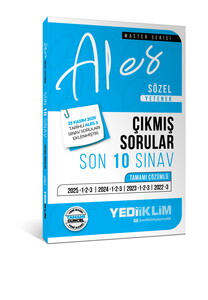 Yediiklim  Yayınları 2026 ALES Sözel Yetenek Tamamı Çözümlü Son 10 Sınav Çıkmış Sorular (23 Kasım 2025 Ales-3 Ekli)