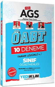 Yediiklim Yayınları MEB AGS ÖABT Sınıf Öğretmenliği Tamamı Çözümlü 10 Deneme Sınavı