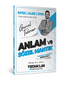 Yediiklim Yayınları 2026 KPSS ALES DGS Tüm Adaylar İçin Anlam ve Sözel Mantık Tamamı Çözümlü Sorularla Genel Tekrar