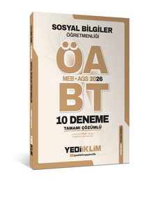 Yediiklim Yayınları AGS ÖABT Sosyal Bilgiler Öğretmenliği Tamamı Çözümlü 10 Deneme Sınavı